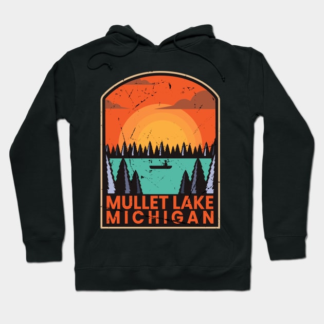 mullett lake michigan - emblem Hoodie by LAKOSH